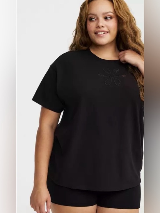 torrid Tops - Torrid Sz 5(5X)(28)Cotton Jersey Floral Cutout Relaxed Short Sleeve Crewneck Top